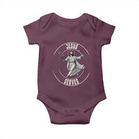 Christian Tennis Funny Gift For Believers Baby Onesie Jesus Serves - Wonder Print Shop