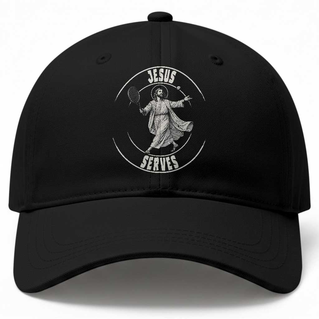 Christian Tennis Funny Gift For Believers Baseball Cap Jesus Serves