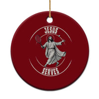 Christian Tennis Funny Gift For Believers Ceramic Ornament Jesus Serves - Wonder Print Shop