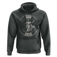 Christian Tennis Funny Gift For Believers Hoodie Jesus Serves - Wonder Print Shop