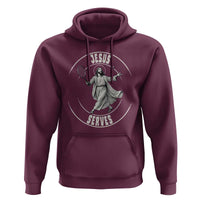 Christian Tennis Funny Gift For Believers Hoodie Jesus Serves - Wonder Print Shop