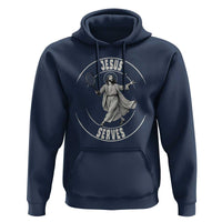 Christian Tennis Funny Gift For Believers Hoodie Jesus Serves - Wonder Print Shop
