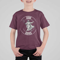 Christian Tennis Funny Gift For Believers T Shirt For Kid Jesus Serves - Wonder Print Shop