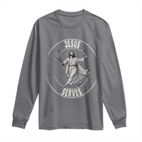 Christian Tennis Funny Gift For Believers Long Sleeve Shirt Jesus Serves - Wonder Print Shop