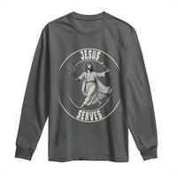 Christian Tennis Funny Gift For Believers Long Sleeve Shirt Jesus Serves - Wonder Print Shop