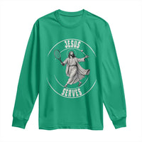 Christian Tennis Funny Gift For Believers Long Sleeve Shirt Jesus Serves - Wonder Print Shop
