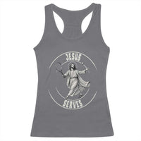 Christian Tennis Funny Gift For Believers Racerback Tank Top Jesus Serves - Wonder Print Shop