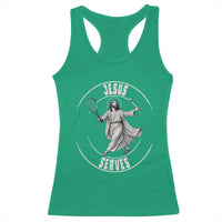 Christian Tennis Funny Gift For Believers Racerback Tank Top Jesus Serves - Wonder Print Shop