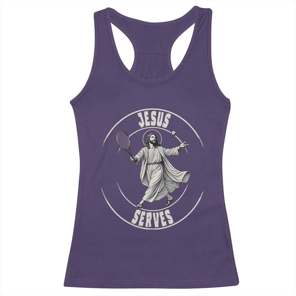 Christian Tennis Funny Gift For Believers Racerback Tank Top Jesus Serves - Wonder Print Shop