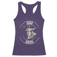 Christian Tennis Funny Gift For Believers Racerback Tank Top Jesus Serves - Wonder Print Shop