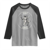 Christian Tennis Funny Gift For Believers Raglan Shirt Jesus Serves - Wonder Print Shop