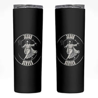 Christian Tennis Funny Gift For Believers Skinny Tumbler Jesus Serves - Wonder Print Shop