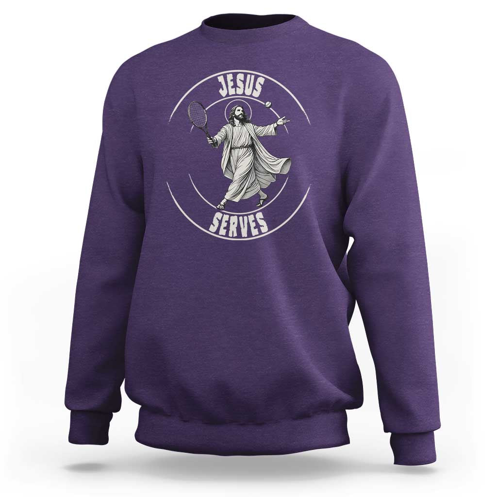 Christian Tennis Funny Gift For Believers Sweatshirt Jesus Serves - Wonder Print Shop