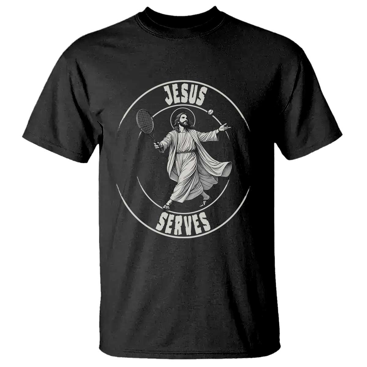 Christian Tennis Funny Gift For Believers T Shirt Jesus Serves - Wonder Print Shop
