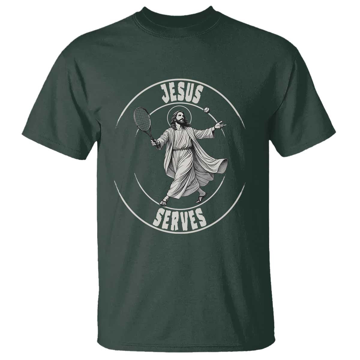 Christian Tennis Funny Gift For Believers T Shirt Jesus Serves - Wonder Print Shop