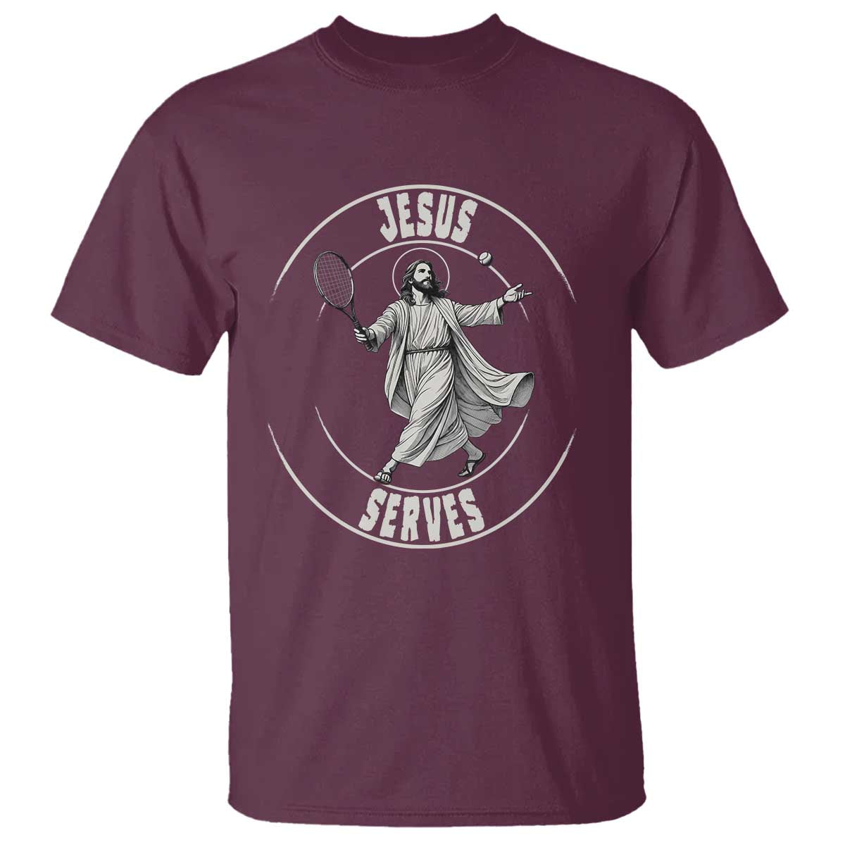 Christian Tennis Funny Gift For Believers T Shirt Jesus Serves - Wonder Print Shop