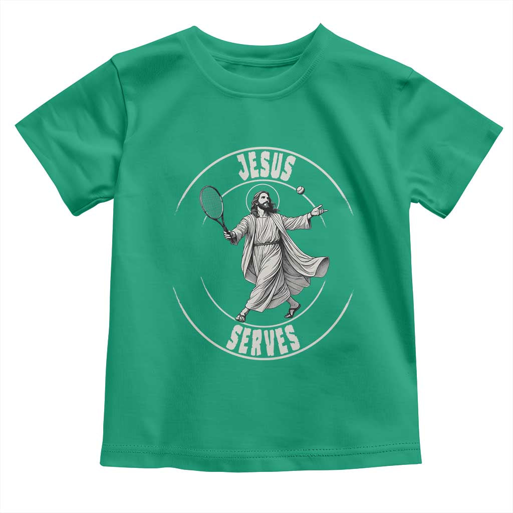 Christian Tennis Funny Gift For Believers Toddler T Shirt Jesus Serves - Wonder Print Shop