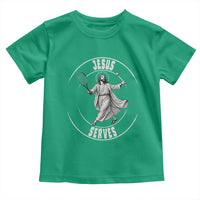 Christian Tennis Funny Gift For Believers Toddler T Shirt Jesus Serves - Wonder Print Shop