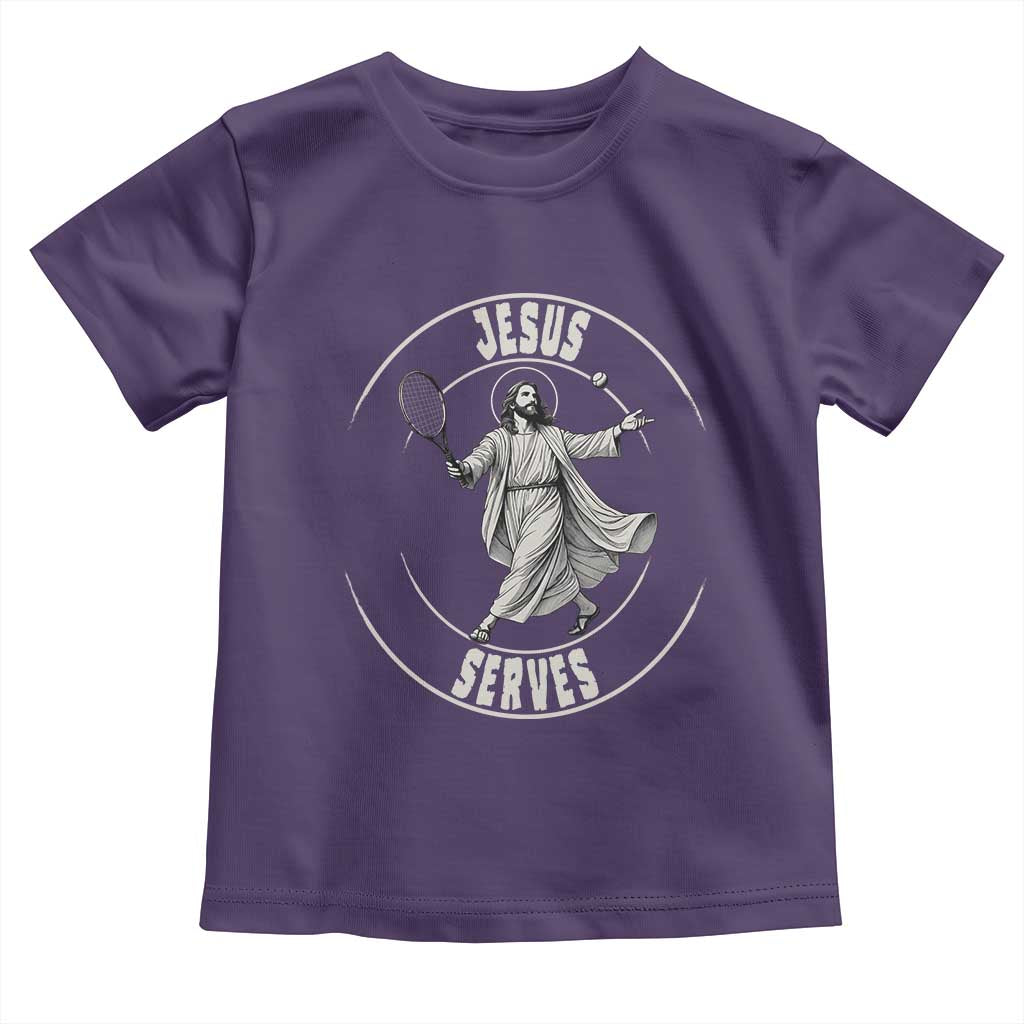 Christian Tennis Funny Gift For Believers Toddler T Shirt Jesus Serves - Wonder Print Shop