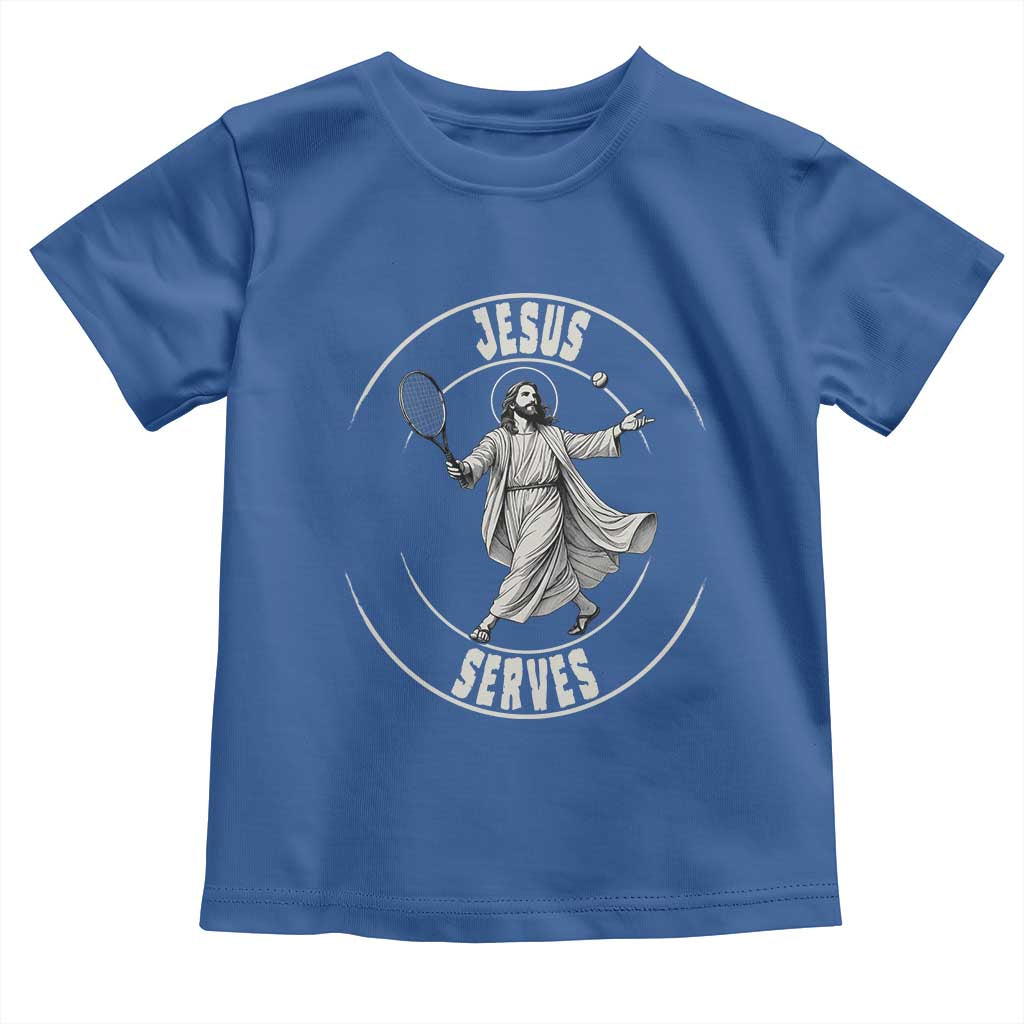 Christian Tennis Funny Gift For Believers Toddler T Shirt Jesus Serves - Wonder Print Shop