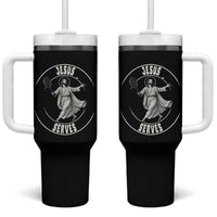 Christian Tennis Funny Gift For Believers Tumbler With Handle Jesus Serves - Wonder Print Shop