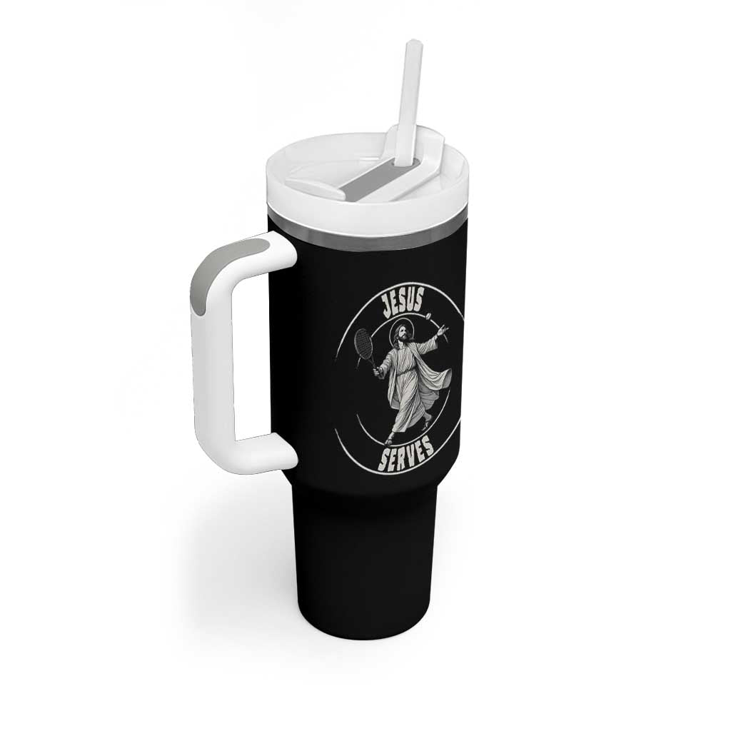 Christian Tennis Funny Gift For Believers Tumbler With Handle Jesus Serves - Wonder Print Shop