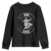 Christian Tennis Funny Gift For Believers Youth Sweatshirt Jesus Serves - Wonder Print Shop