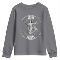 Christian Tennis Funny Gift For Believers Youth Sweatshirt Jesus Serves - Wonder Print Shop