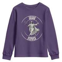 Christian Tennis Funny Gift For Believers Youth Sweatshirt Jesus Serves - Wonder Print Shop