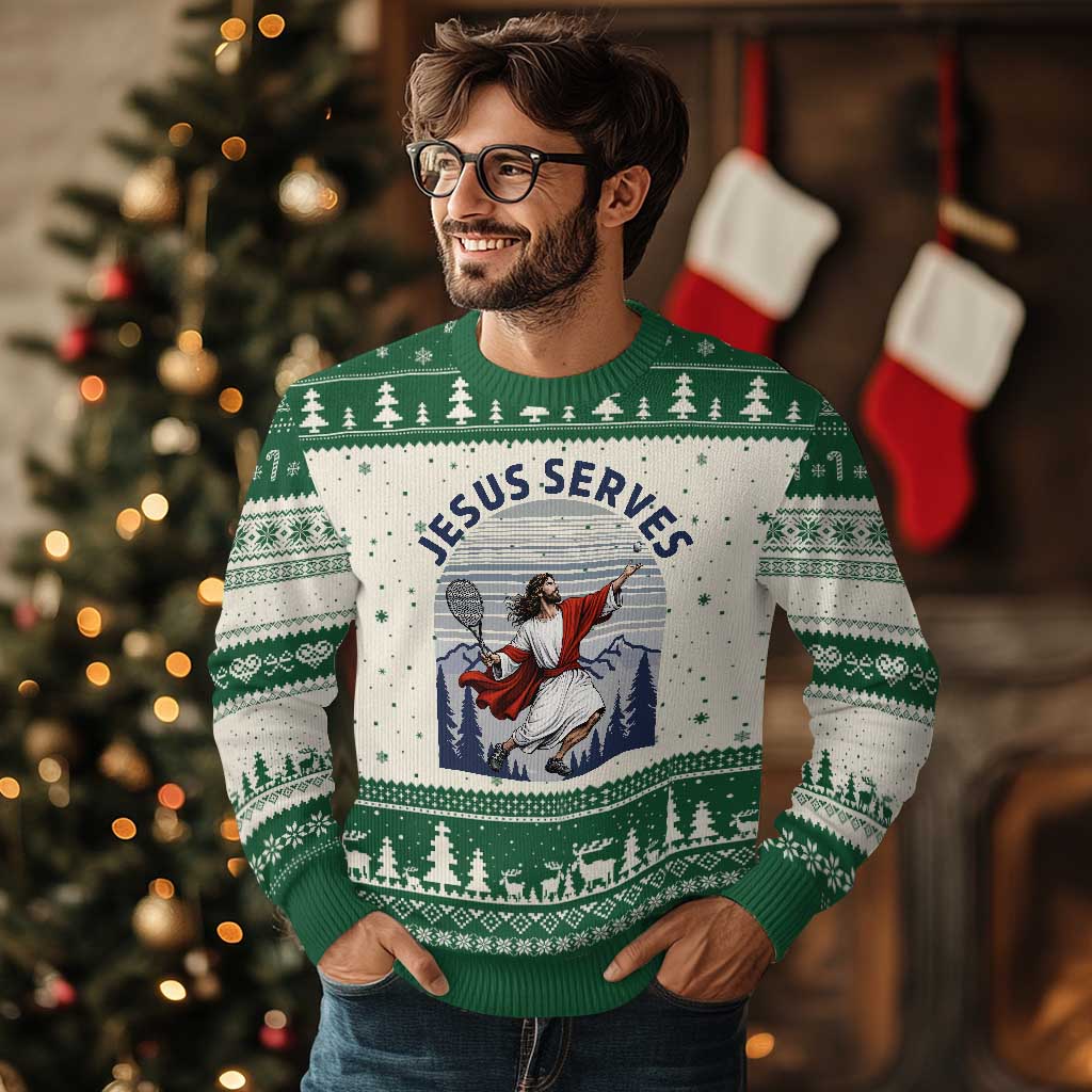 Christian Tennis Lover Gift Ugly Christmas Sweater Funny Christian Gift - Wonder Print Shop