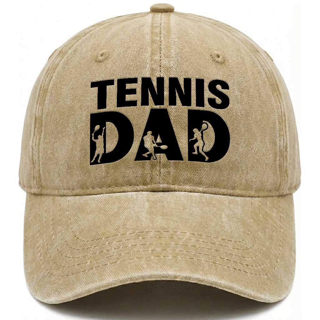 Funny Tennis Dad Life Washed Cotton Baseball Cap Sport Lover Gift