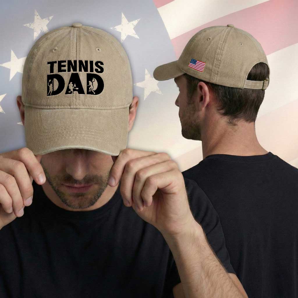Funny Tennis Dad Life Washed Cotton Baseball Cap Sport Lover Gift