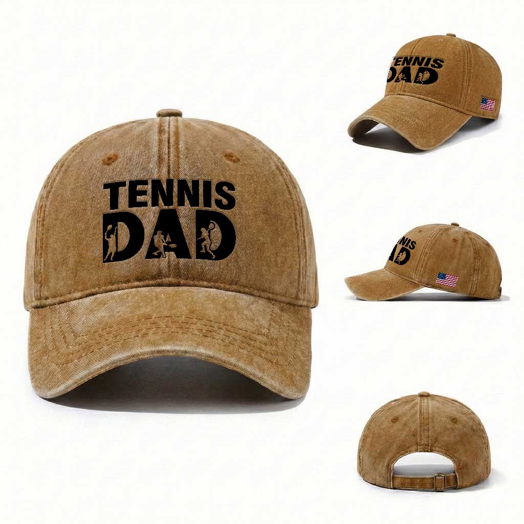 Funny Tennis Dad Life Washed Cotton Baseball Cap Sport Lover Gift