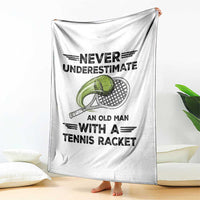 Funny Tennis Quote Throw Blanket Never Underestimate An Old Man With A Tennis Racket - Wonder Print Shop