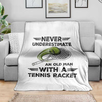 Funny Tennis Quote Throw Blanket Never Underestimate An Old Man With A Tennis Racket - Wonder Print Shop