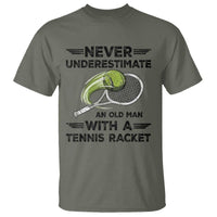 Funny Tennis Quote T Shirt Never Underestimate An Old Man With A Tennis Racket - Wonder Print Shop