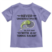 Funny Tennis Quote Toddler T Shirt Never Underestimate An Old Man With A Tennis Racket - Wonder Print Shop