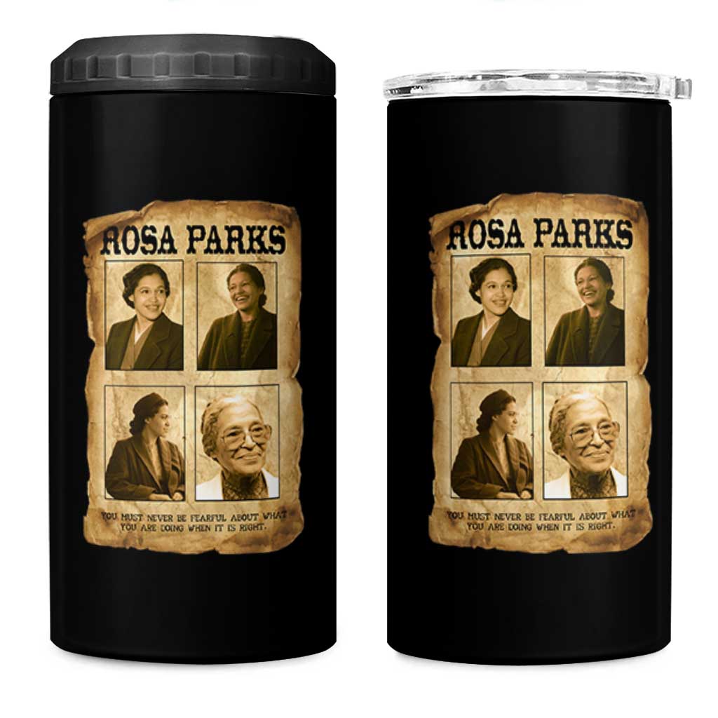 Vintage Rosa Parks 4 in 1 Can Cooler Tumbler Courage And Justice Quote