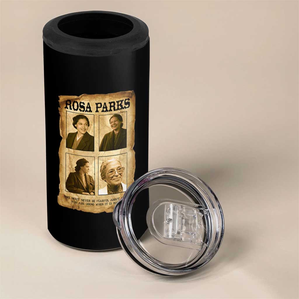 Vintage Rosa Parks 4 in 1 Can Cooler Tumbler Courage And Justice Quote