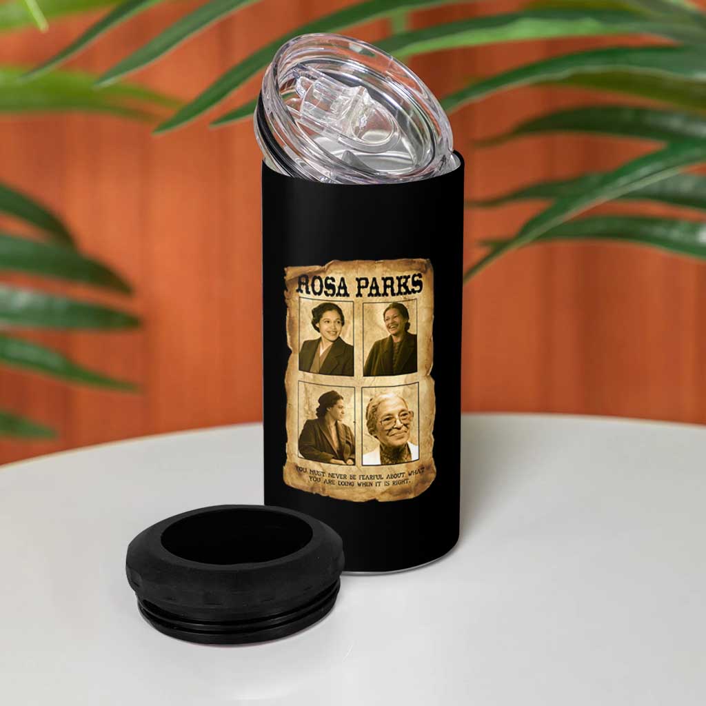 Vintage Rosa Parks 4 in 1 Can Cooler Tumbler Courage And Justice Quote