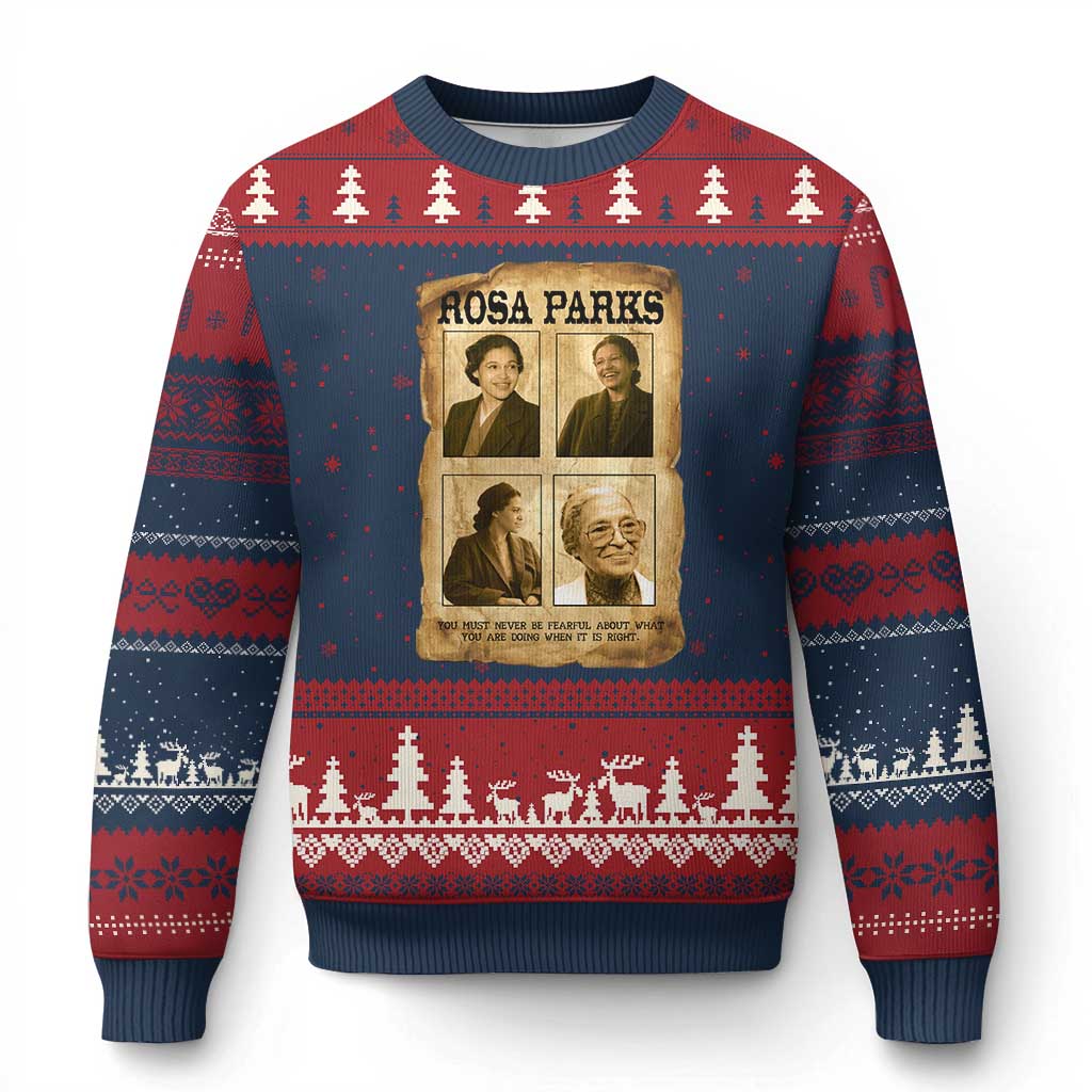 Vintage Rosa Parks Ugly Christmas Sweater Courage And Justice Quote