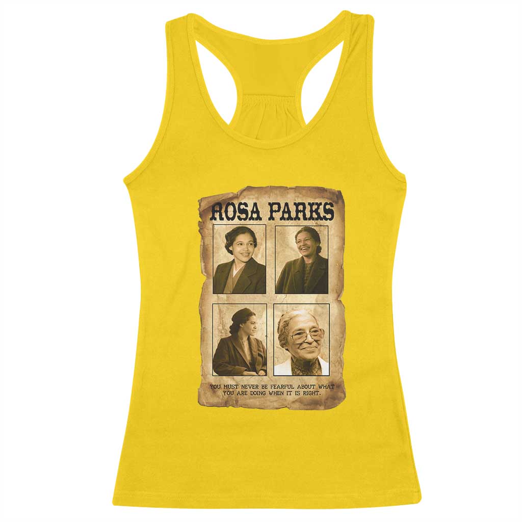 Vintage Rosa Parks Racerback Tank Top Courage And Justice Quote