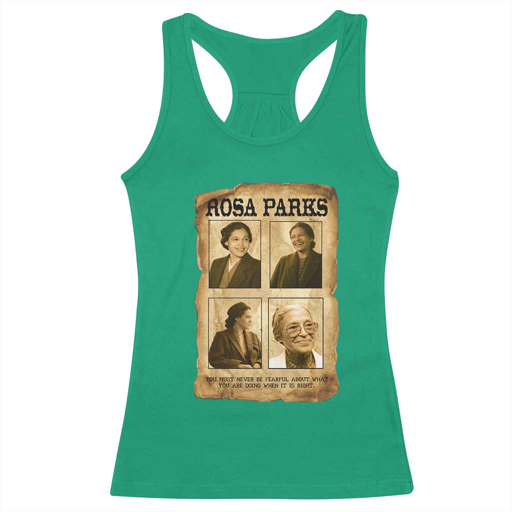 Vintage Rosa Parks Racerback Tank Top Courage And Justice Quote