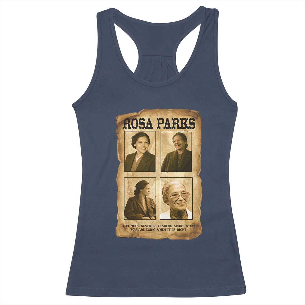 Vintage Rosa Parks Racerback Tank Top Courage And Justice Quote
