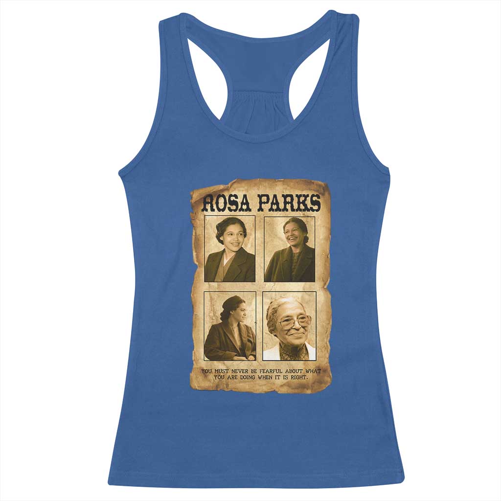 Vintage Rosa Parks Racerback Tank Top Courage And Justice Quote