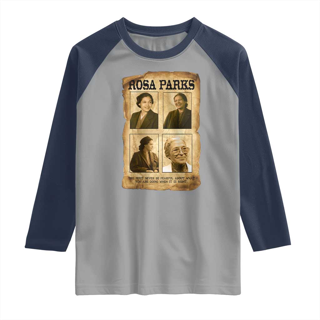 Vintage Rosa Parks Raglan Shirt Courage And Justice Quote