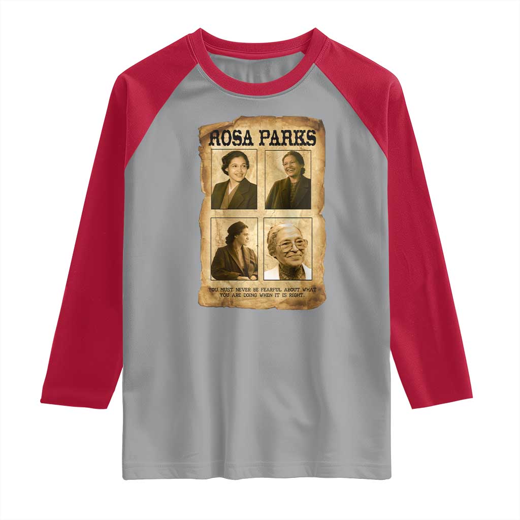 Vintage Rosa Parks Raglan Shirt Courage And Justice Quote