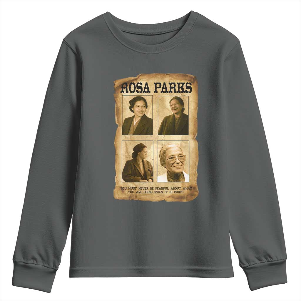 Vintage Rosa Parks Youth Sweatshirt Courage And Justice Quote
