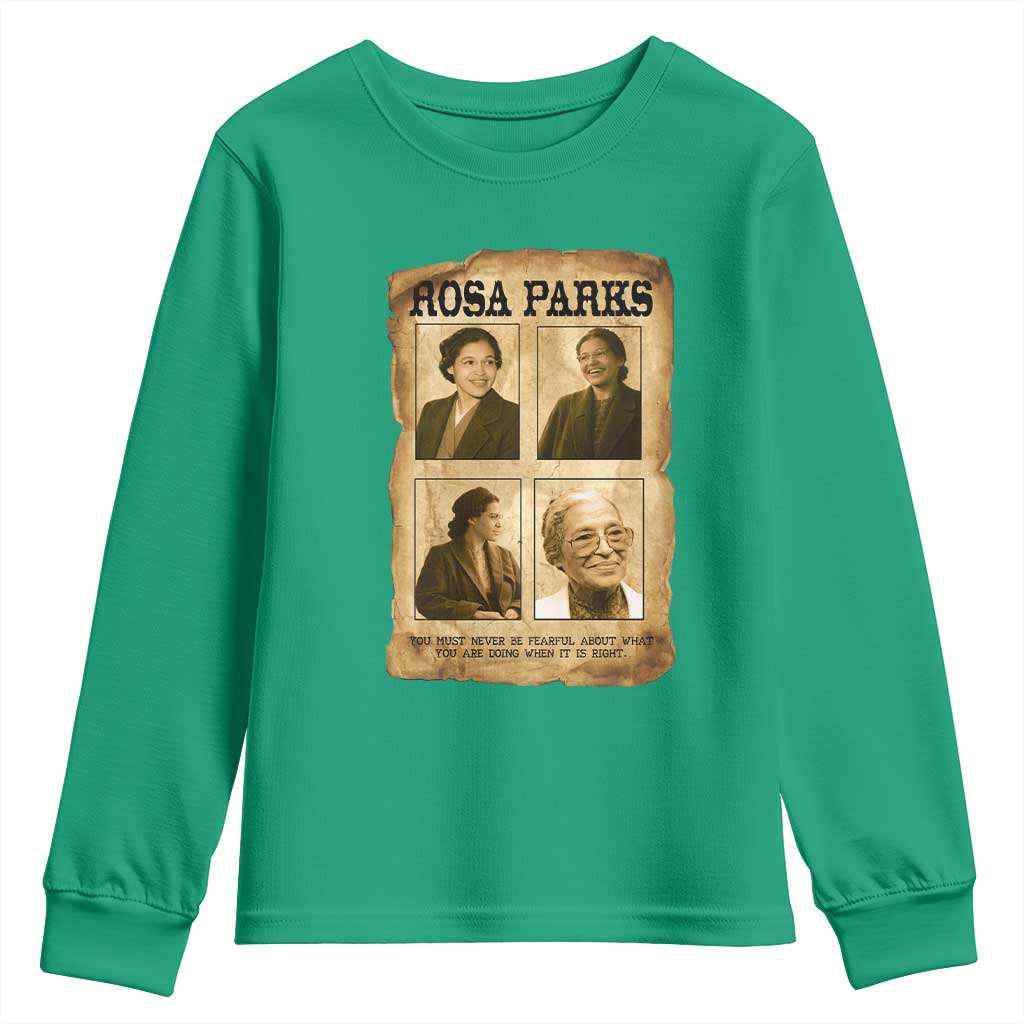 Vintage Rosa Parks Youth Sweatshirt Courage And Justice Quote