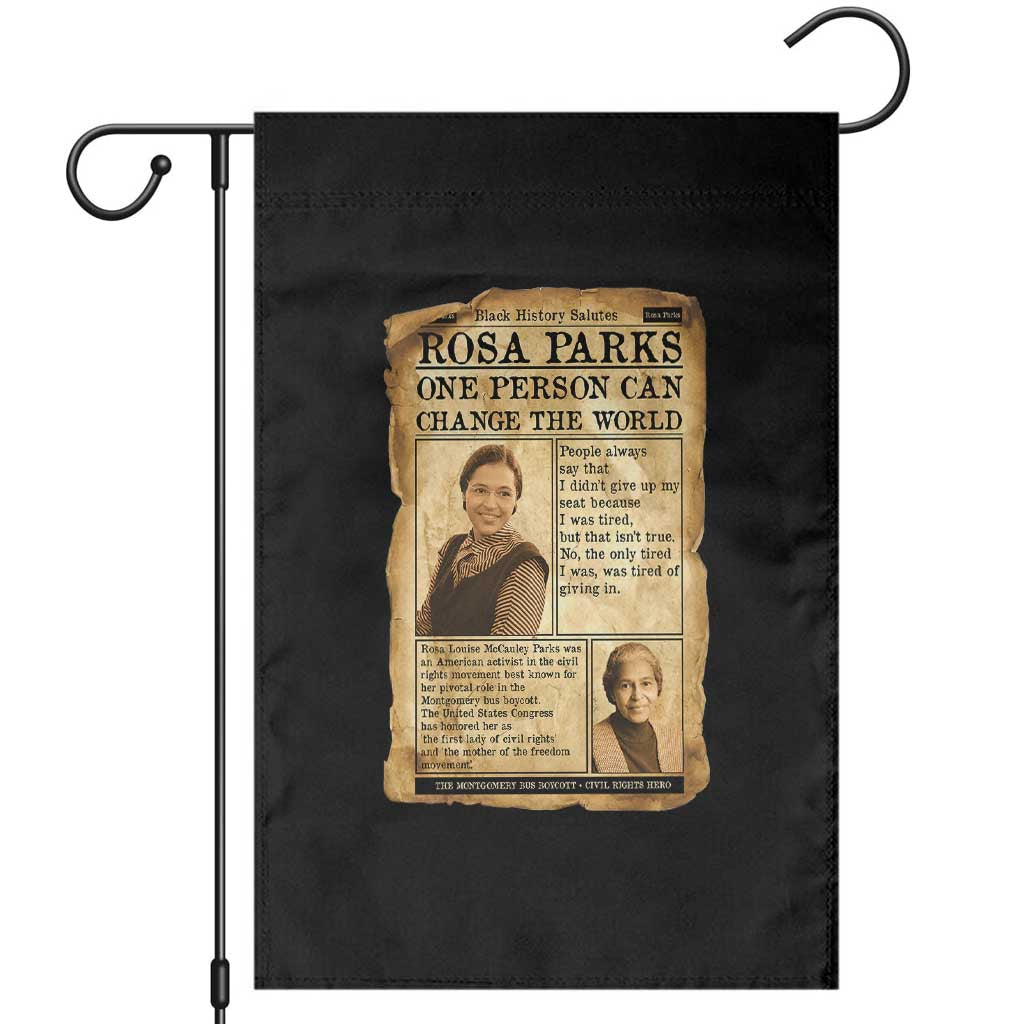 Vintage Newspaper Rosa Parks Garden Flag One Person Can Change The World Quote